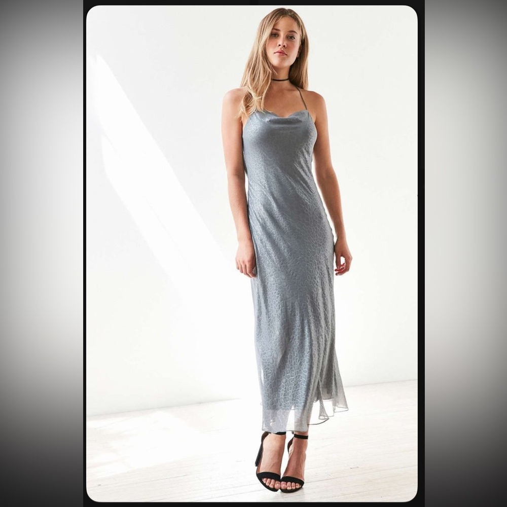 Silence + Noise Brona Croc Bias Midi Slip Dress